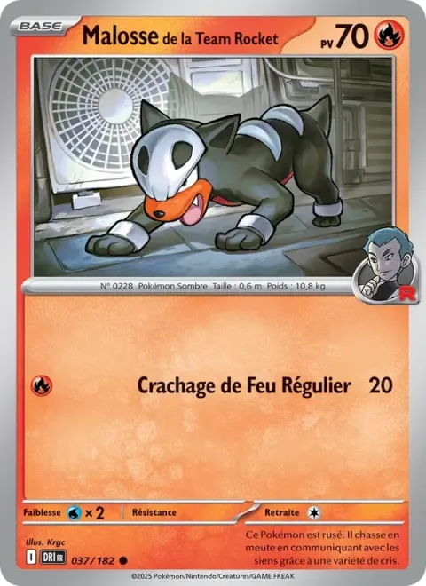 Carte Pokémon Malosse de la Team Rocket 037/182, extension Rivalités Destinées