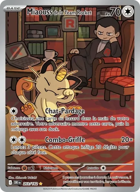Carte Pokémon Miaouss de la Team Rocket 203/182, extension Rivalités Destinées