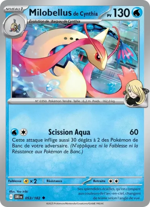 Carte Pokémon Milobellus de Cynthia 053/182, extension Rivalités Destinées