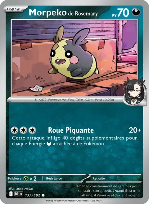 Carte Pokémon Morpeko de Rosemary 137/182, extension Rivalités Destinées