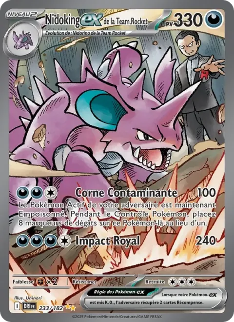 Carte Pokémon Nidoking-ex de la Team Rocket 233/182, extension Rivalités Destinées