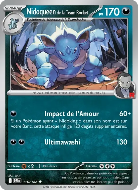 Carte Pokémon Nidoqueen de la Team Rocket 116/182, extension Rivalités Destinées