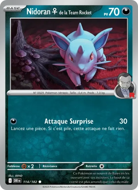 Carte Pokémon Nidoran♀ de la Team Rocket 114/182, extension Rivalités Destinées