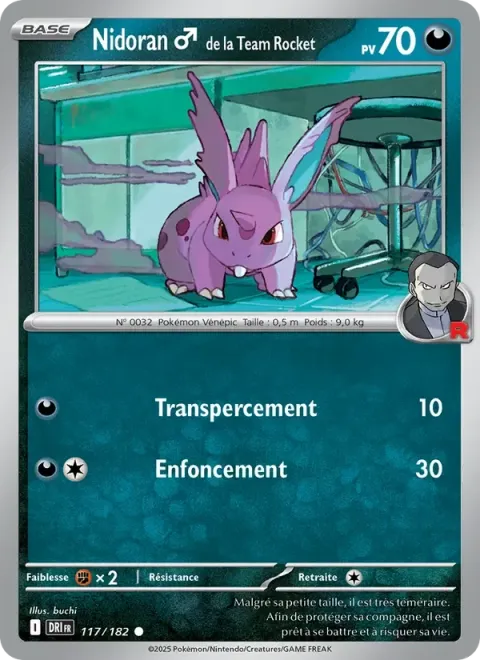 Carte Pokémon Nidoran♂ de la Team Rocket 117/182, extension Rivalités Destinées