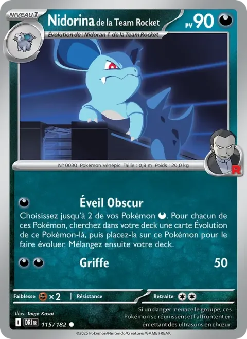 Carte Pokémon Nidorina de la Team Rocket 115/182, extension Rivalités Destinées