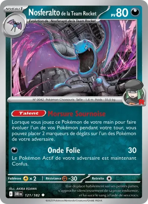Carte Pokémon Nosferalto de la Team Rocket 121/182, extension Rivalités Destinées