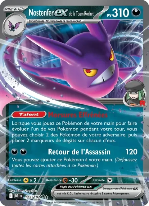 Carte Pokémon Nostenfer-ex de la Team Rocket 122/182, extension Rivalités Destinées