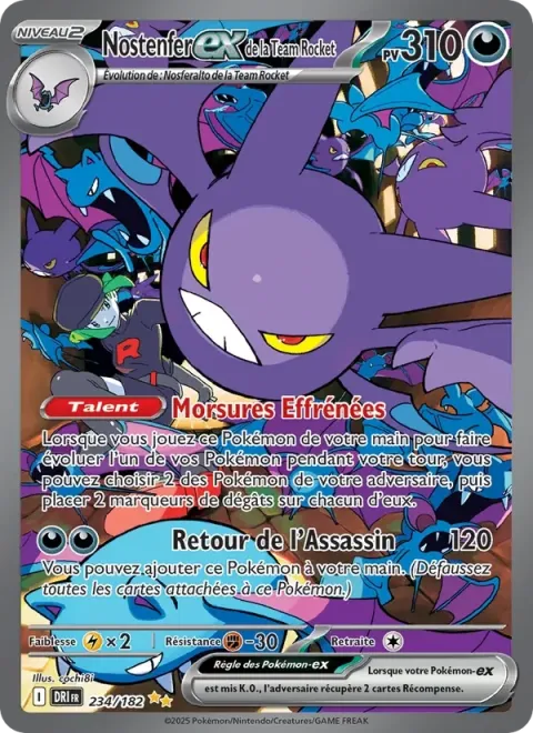 Carte Pokémon Nostenfer-ex de la Team Rocket 234/182, extension Rivalités Destinées