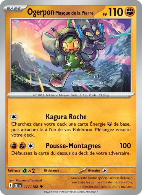 Carte Pokémon Ogerpon Masque de la Pierre 111/182, extension Rivalités Destinées