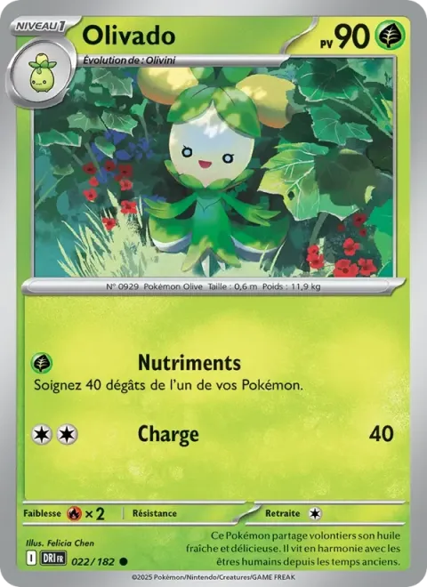 Carte Pokémon Olivado 022/182, extension Rivalités Destinées