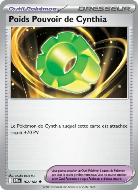 Carte Pokémon Poids Pouvoir de Cynthia 162/182, extension Rivalités Destinées