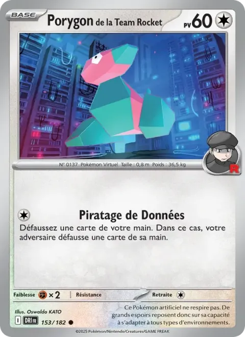 Carte Pokémon Porygon de la Team Rocket 153/182, extension Rivalités Destinées