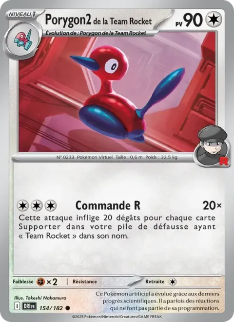 Carte Pokémon Porygon2 de la Team Rocket 154/182, extension Rivalités Destinées