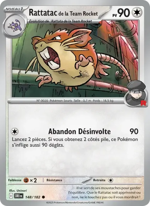 Carte Pokémon Rattatac de la Team Rocket 148/182, extension Rivalités Destinées