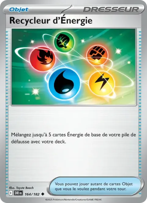 Carte Pokémon Recycleur d’Énergie 164/182, extension Rivalités Destinées