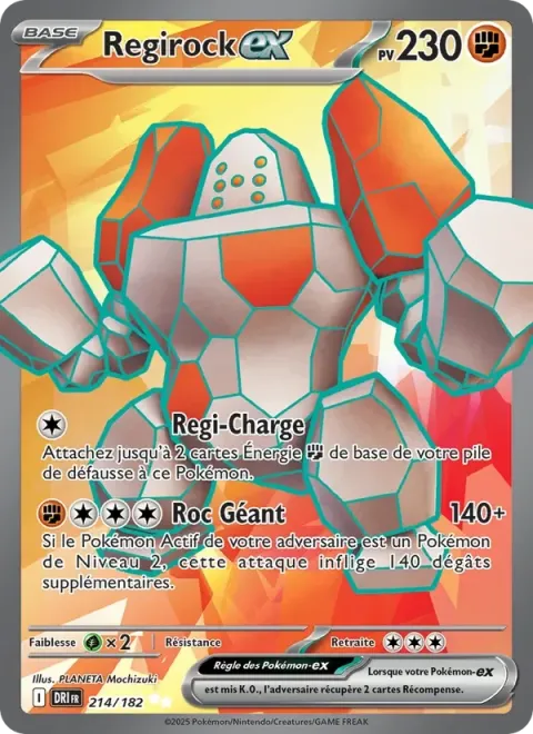 Carte Pokémon Regirock-ex 214/182, extension Rivalités Destinées