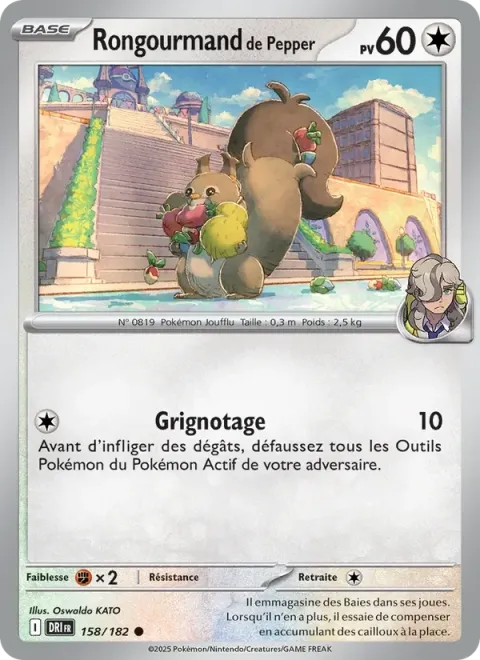 Carte Pokémon Rongourmand de Pepper 158/182, extension Rivalités Destinées