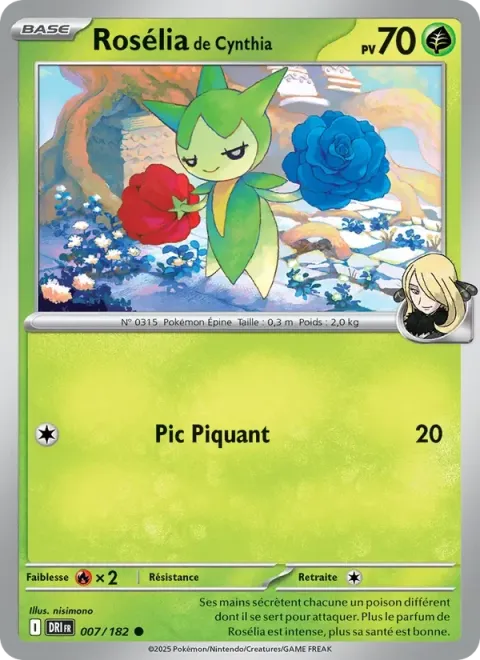 Carte Pokémon Rosélia de Cynthia 007/182, extension Rivalités Destinées