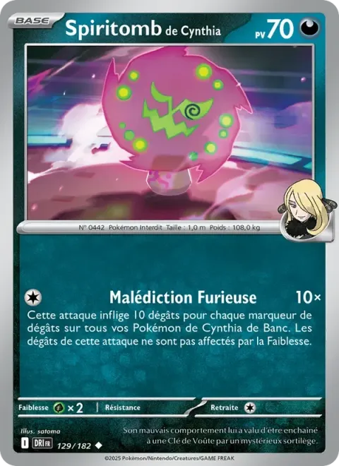 Carte Pokémon Spiritomb de Cynthia 129/182, extension Rivalités Destinées
