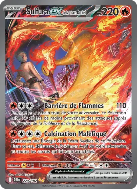 Carte Pokémon Sulfura-ex de la Team Rocket 229/182, extension Rivalités Destinées