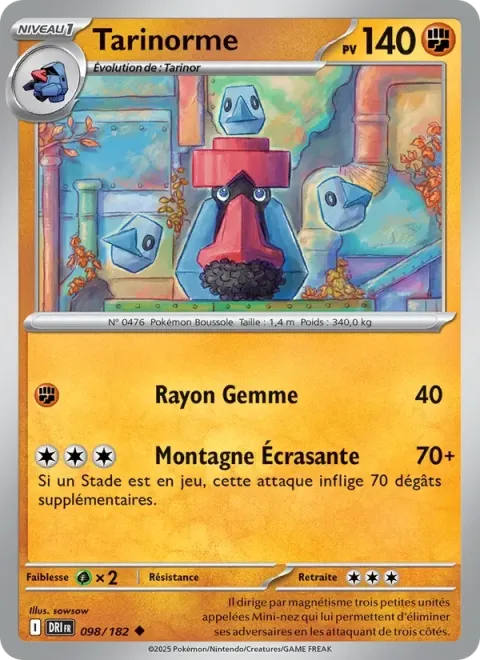 Carte Pokémon Tarinorme 098/182, extension Rivalités Destinées