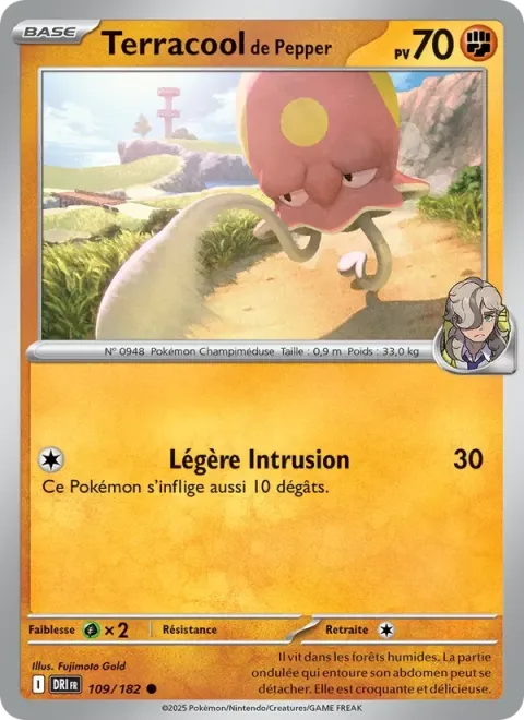 Carte Pokémon Terracool de Pepper 109/182, extension Rivalités Destinées