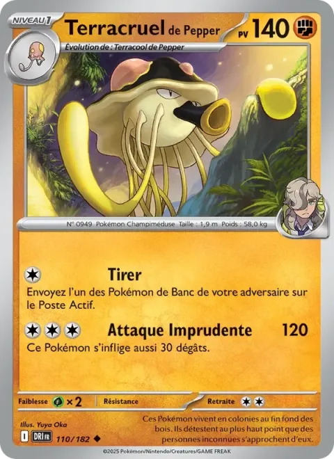 Carte Pokémon Terracruel de Pepper 110/182, extension Rivalités Destinées