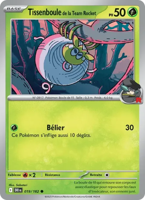 Carte Pokémon Tissenboule de la Team Rocket 019/182, extension Rivalités Destinées