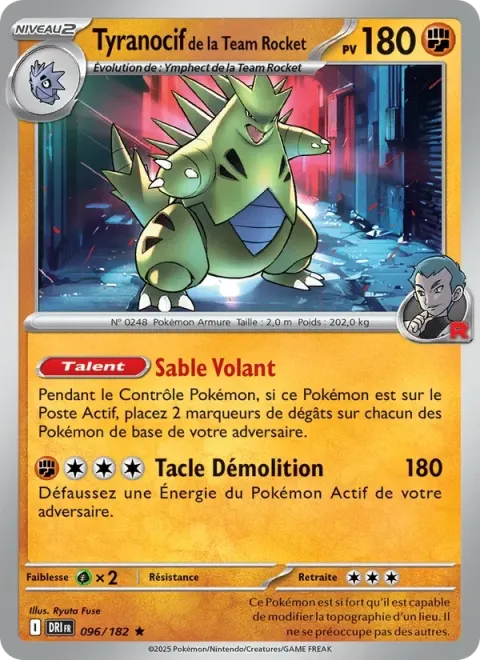 Carte Pokémon Tyranocif de la Team Rocket 096/182, extension Rivalités Destinées