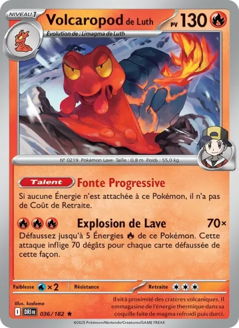 Carte Pokémon Volcaropod de Luth 036/182, extension Rivalités Destinées