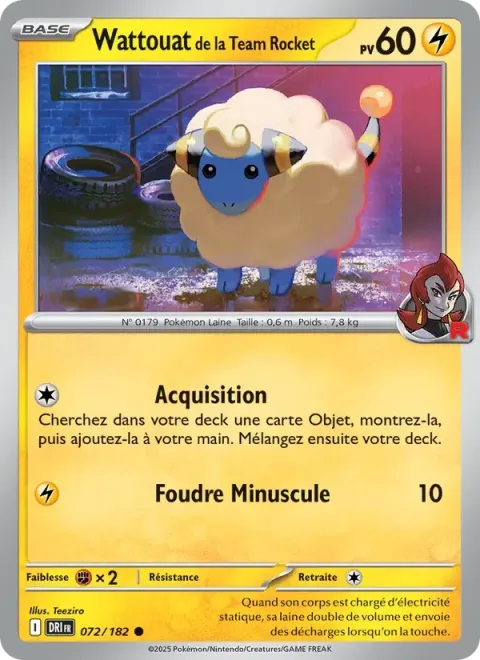 Carte Pokémon Wattouat de la Team Rocket 072/182, extension Rivalités Destinées