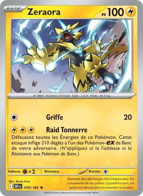 Carte Pokémon Zeraora 078/182, extension Rivalités Destinées