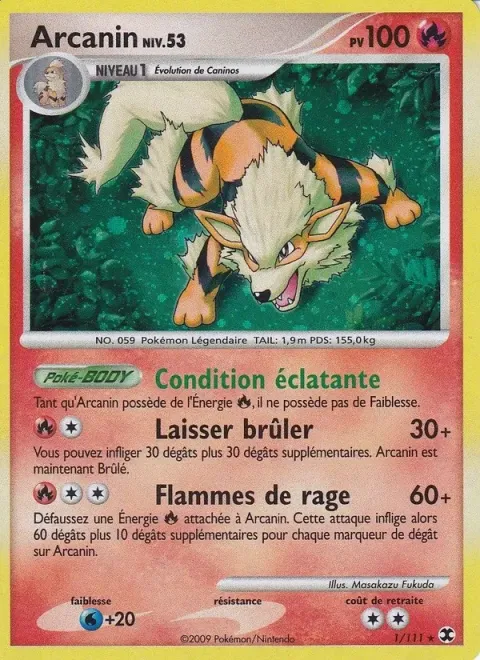 Carte Pokémon Arcanin Niv. 53 001/111, extension Rivaux Émergeants