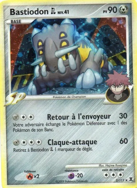 Carte Pokémon Bastiodon GL Niv. 41 002/111, extension Rivaux Émergeants