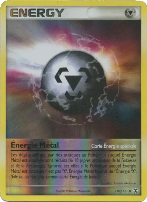 Carte Pokémon Énergie Métal 100/111, extension Rivaux Émergeants