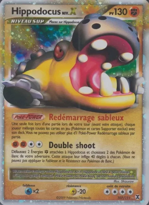 Carte Pokémon Hippodocus Niv. X 107/111, extension Rivaux Émergeants