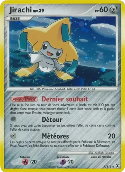 Carte Pokémon Jirachi Niv. 39 007/111, extension Rivaux Émergeants