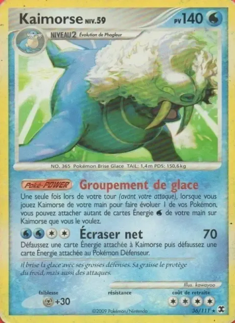 Carte Pokémon Kaimorse Niv. 59 036/111, extension Rivaux Émergeants