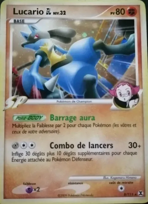 Carte Pokémon Lucario GL Niv. 32 008/111, extension Rivaux Émergeants