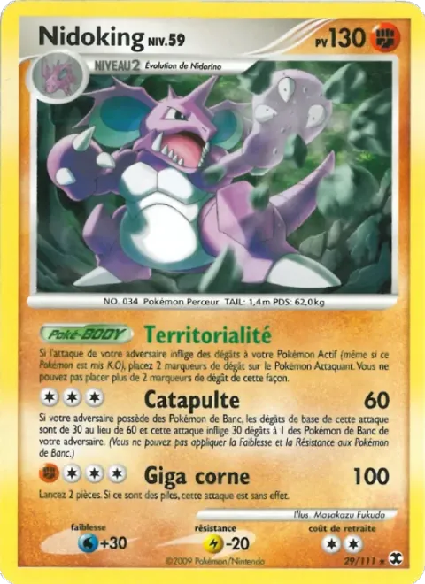 Carte Pokémon Nidoking Niv. 59 029/111, extension Rivaux Émergeants