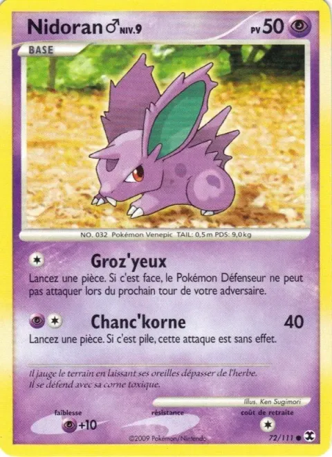 Carte Pokémon Nidoran♂ Niv. 9 072/111, extension Rivaux Émergeants