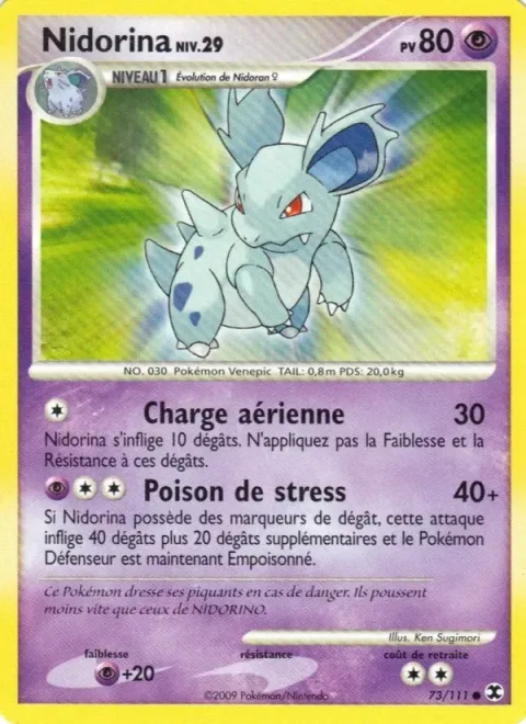 Carte Pokémon Nidorina Niv. 29 073/111, extension Rivaux Émergeants