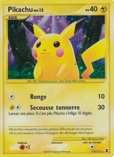 Carte Pokémon Pikachu Niv. 12 112/111, extension Rivaux Émergeants