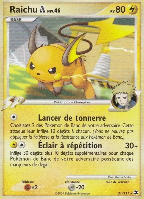 Carte Pokémon Raichu GL Niv. 46 031/111, extension Rivaux Émergeants