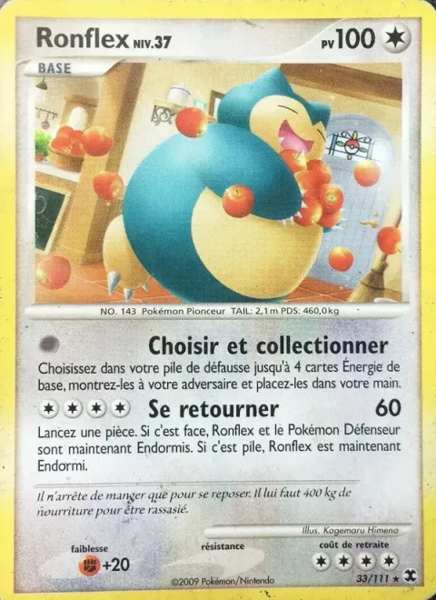 Carte Pokémon Ronflex Niv. 37 033/111, extension Rivaux Émergeants