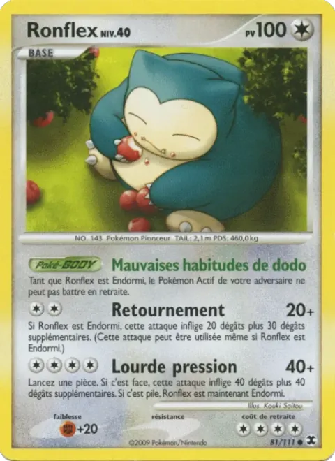 Carte Pokémon Ronflex Niv. 40 081/111, extension Rivaux Émergeants