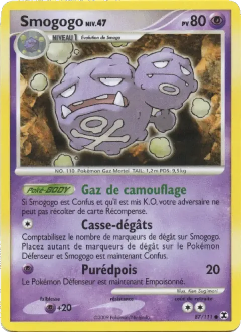 Carte Pokémon Smogogo Niv. 47 087/111, extension Rivaux Émergeants