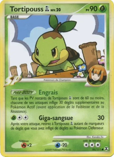 Carte Pokémon Tortipouss GL Niv. 20 085/111, extension Rivaux Émergeants