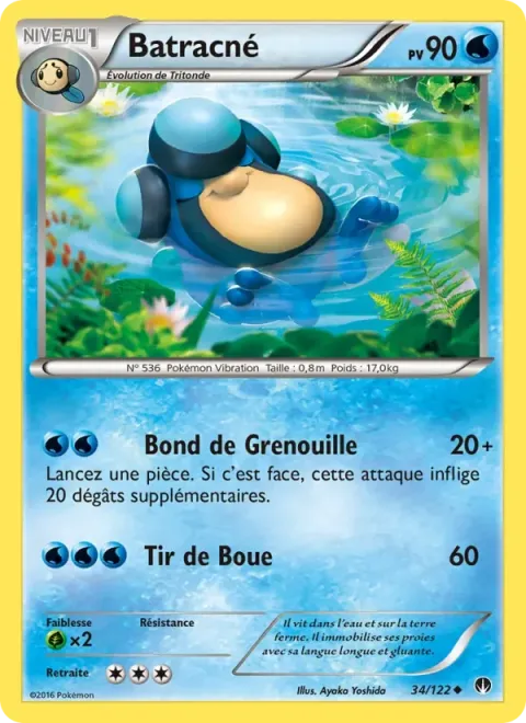 Carte Pokémon Batracné 034/122, extension Rupture Turbo