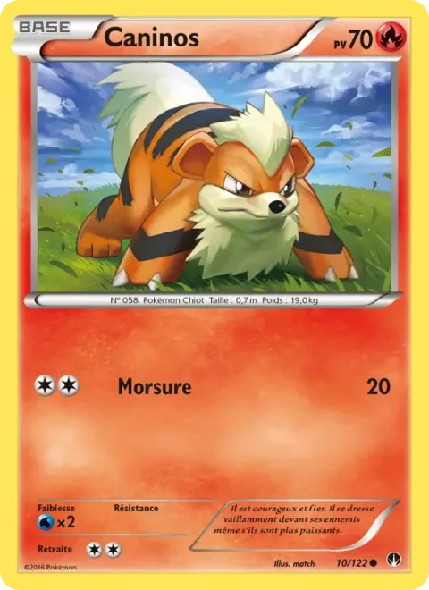 Carte Pokémon Caninos 010/122, extension Rupture Turbo
